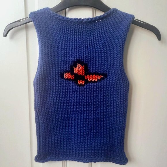 Womens Orange and Blue Crop-top